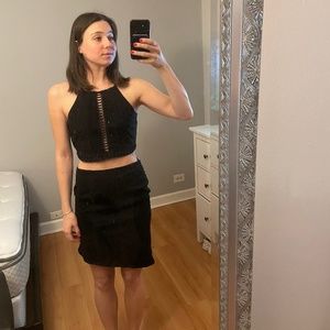Free People Black Skirt & Crop Top Set